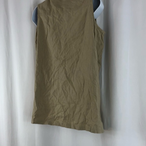 Objects Gold textured Silk button front collared sleeveless shirt pockets NWT S - Picture 11 of 15